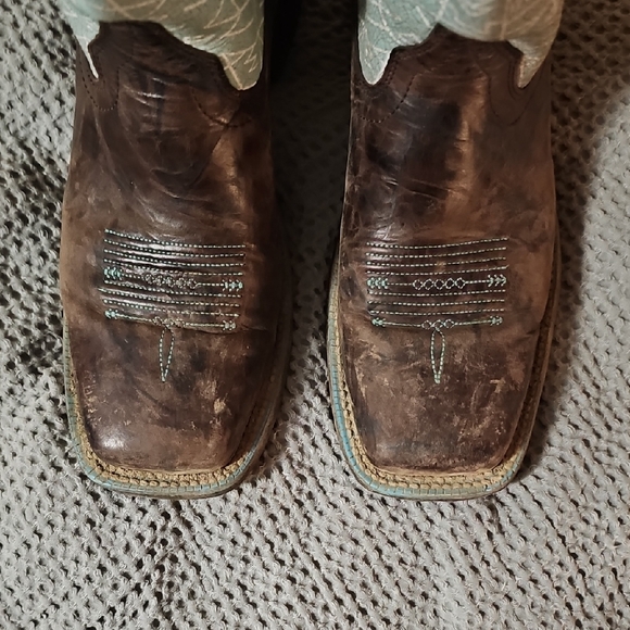 Ariat Circuit Savanna Western Boots Aztec Turquoise Brown Square Toe Size 10B - Picture 4 of 12